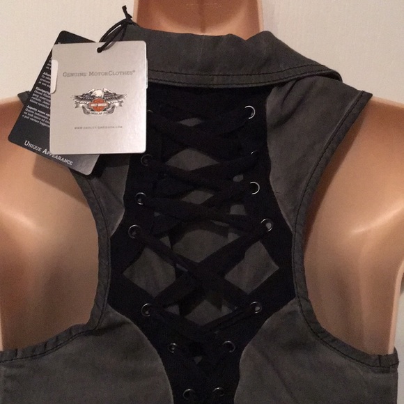 NWT Genuine Harley Davidson Denim Corset Vest - Picture 5 of 6